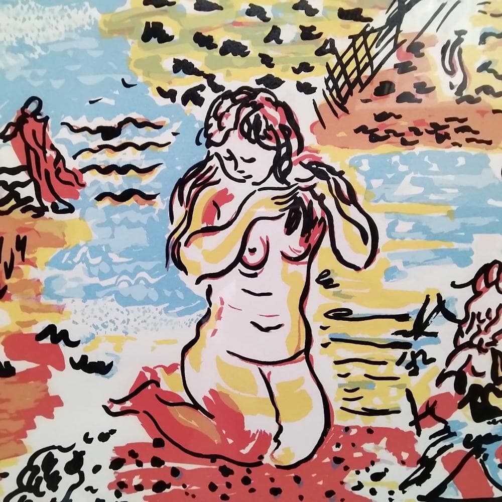 ラウル・デュフィ　人魚と帆船（海水浴）　アートプリント　ポスター　約10号大　額