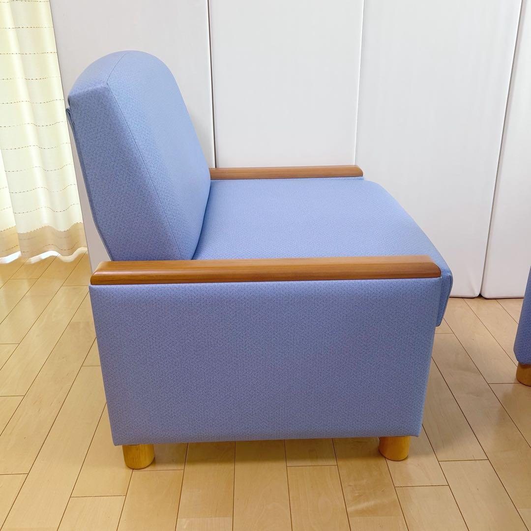 NAIKI ナイキ　ロビーチェア　ソファベッド　ライトブルー　リクライニング①