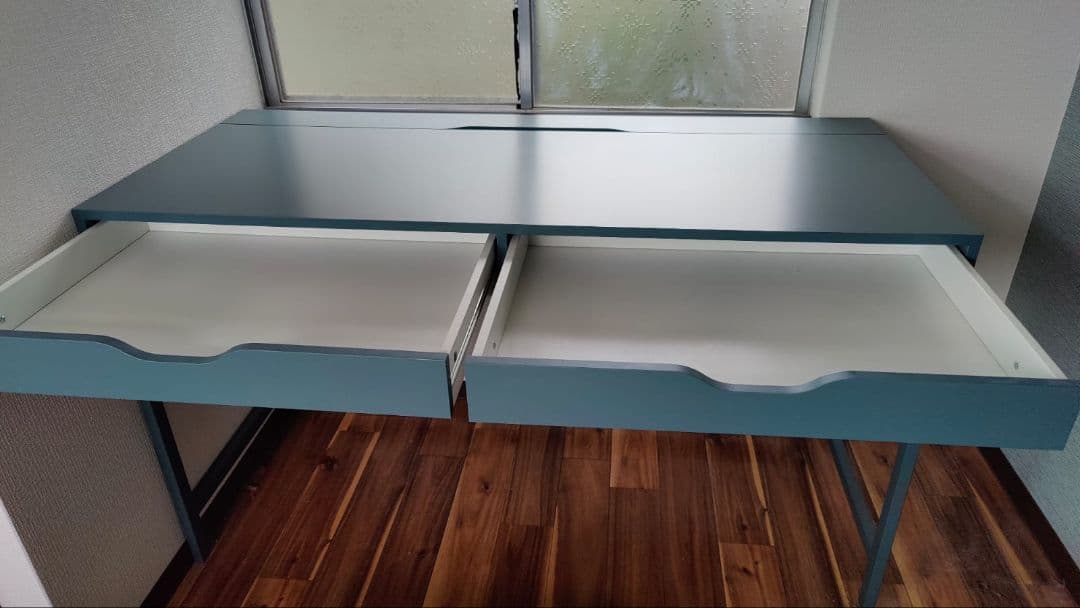 【配送不可、現地引取のみ】IKEA デスク ALEX グレーターコイズ