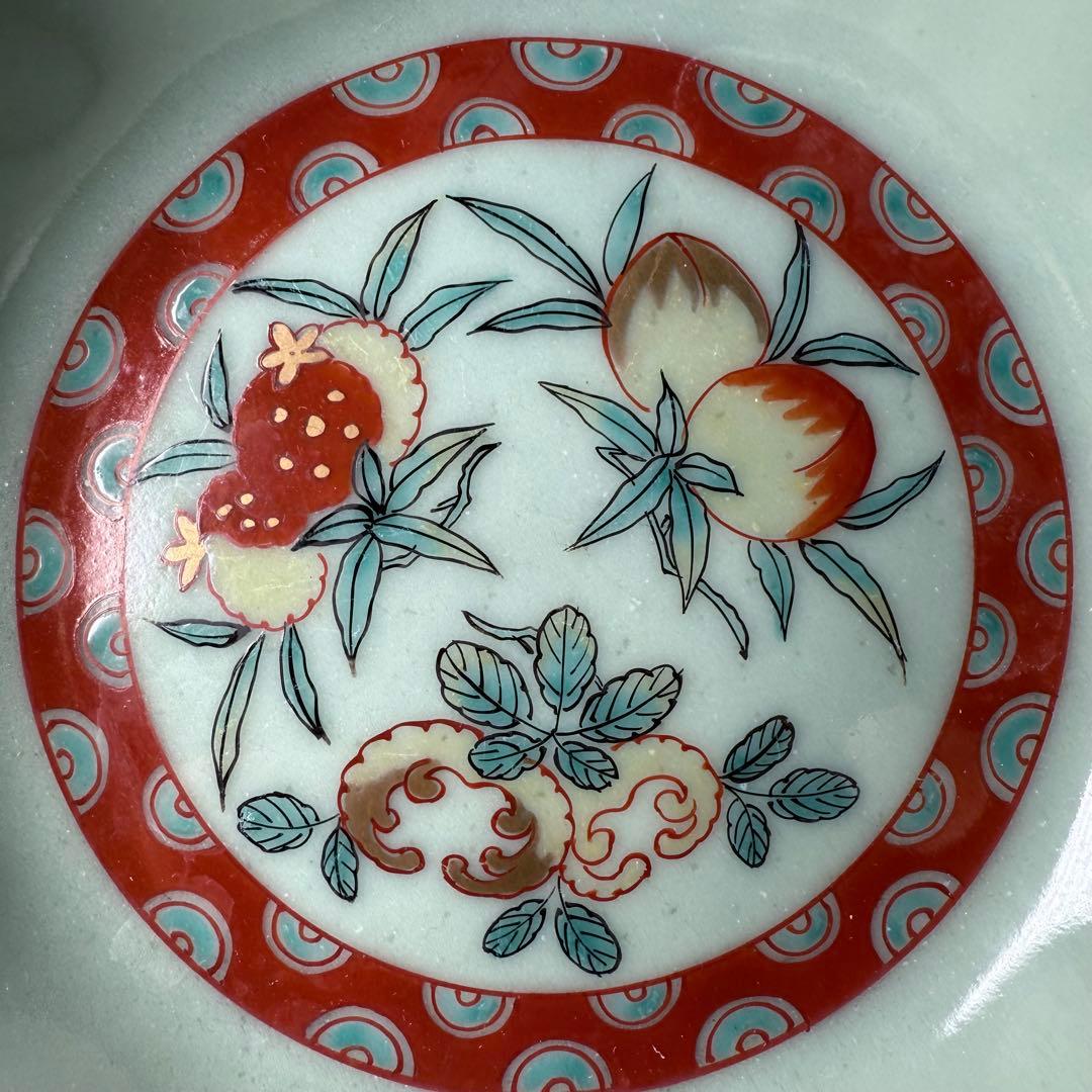 紫田コレクション！　1700年〜1740　青磁三果文輪花鉢　五客　図録掲載品