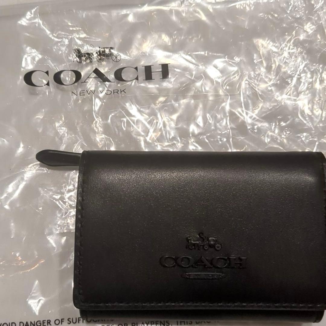 【未使用】COACH ブラック 三つ折り財布