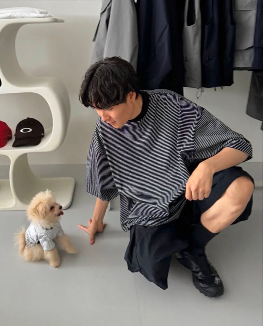 トップス STRIPED MASSIVE T-SHIRT WITH DRAWSTRINGS