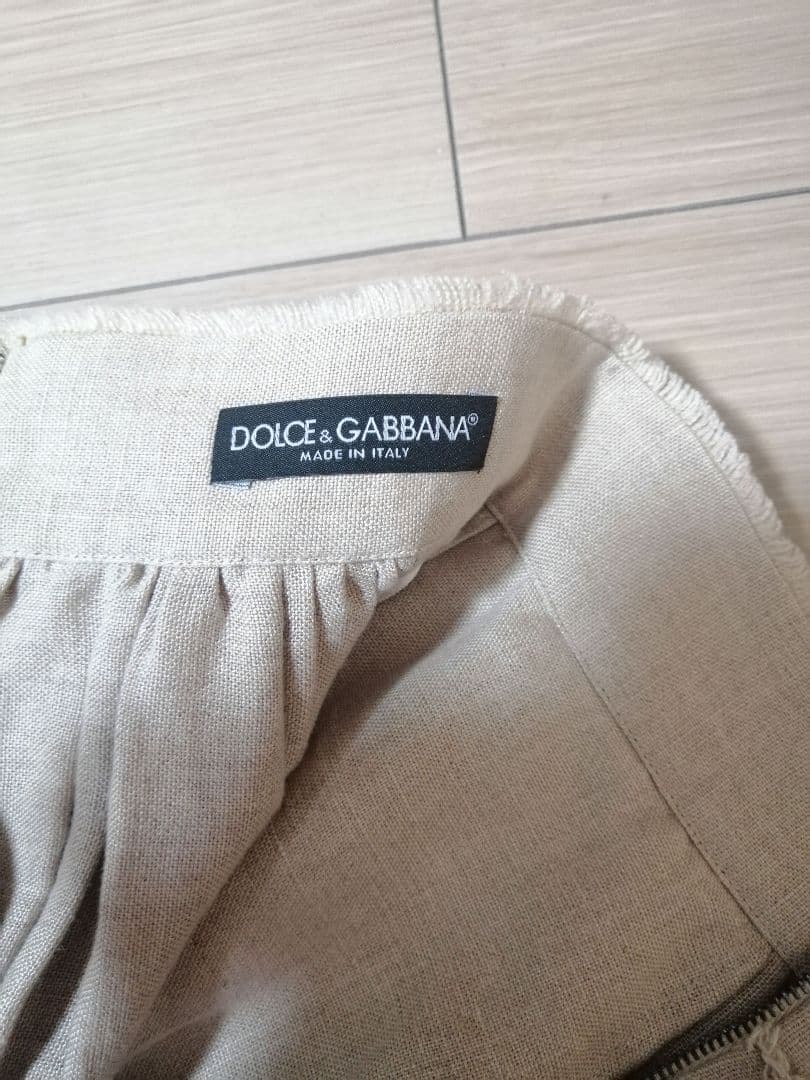 DOLCE&GABBANA花柄フレアスカート ひざ丈 ベージュ