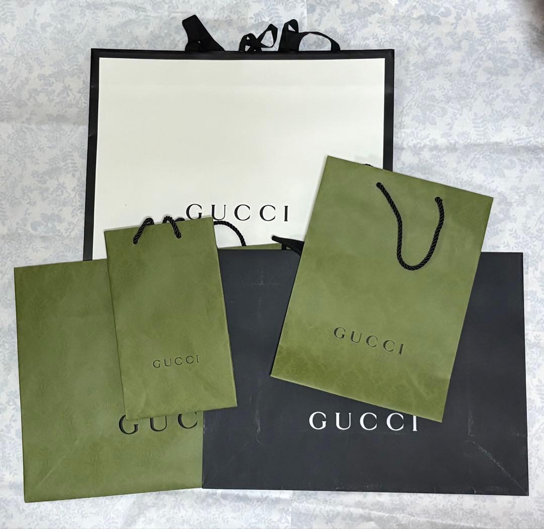 まとめ売り　GUCCI ショップ袋 オリーブグリーン+ホワイト+黒　送料込み