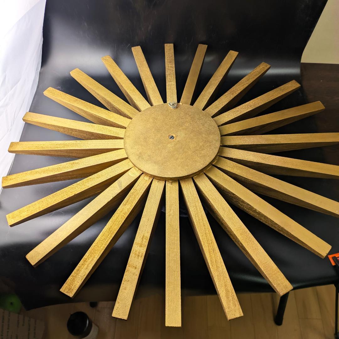 USA Artco社 木製サンバースト 金色 手巻掛時計 58cm ビンテージ