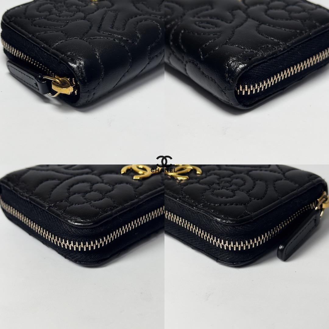 正規品　超美品　シャネル　カメリア　No.5　ケース　ラウンドファスナー