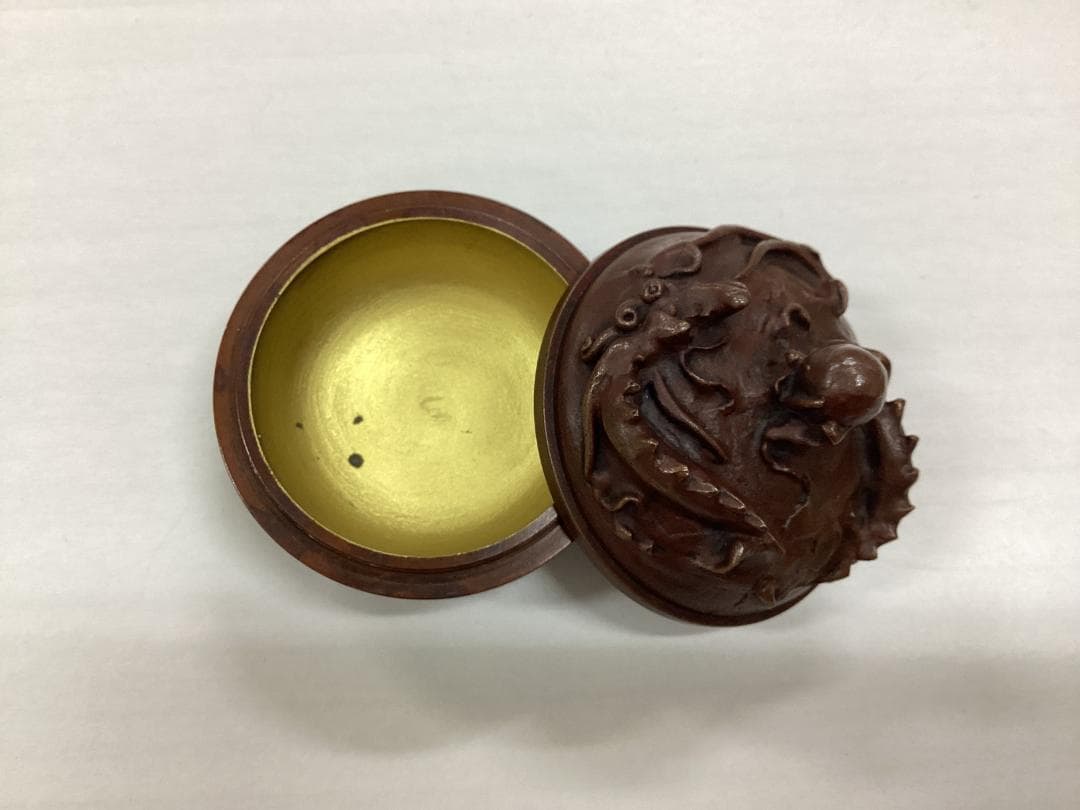 香合　雨龍文　大森孝志作　蝋型鋳物　高岡銅器　香道具　銅製　C157