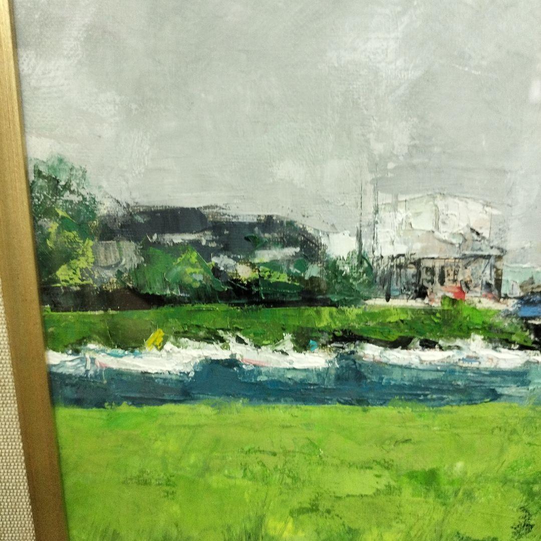 五十畑勝吉　羽咋川　油絵　油彩画