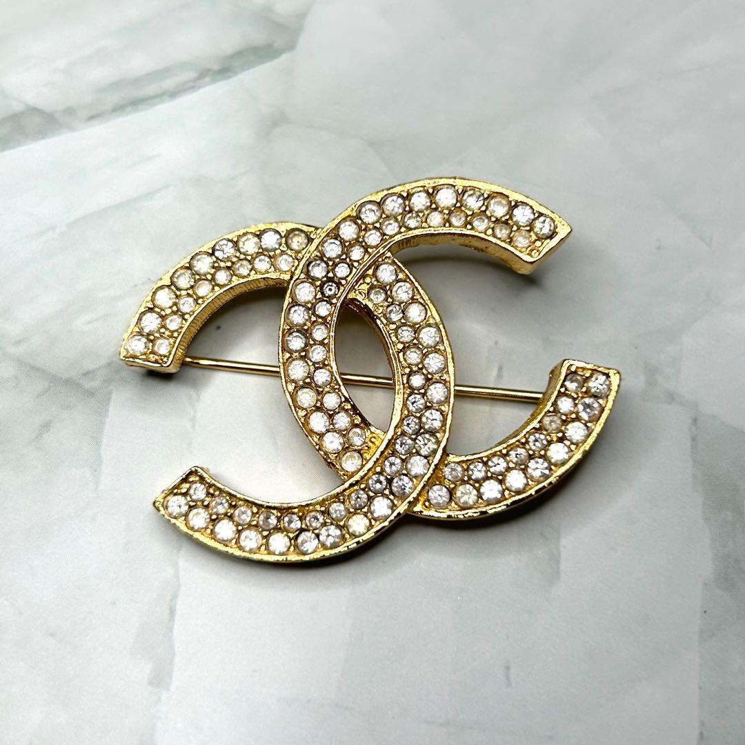 CHANEL シャネル ココマーク ラインストーン ヴィンテージ ブローチ