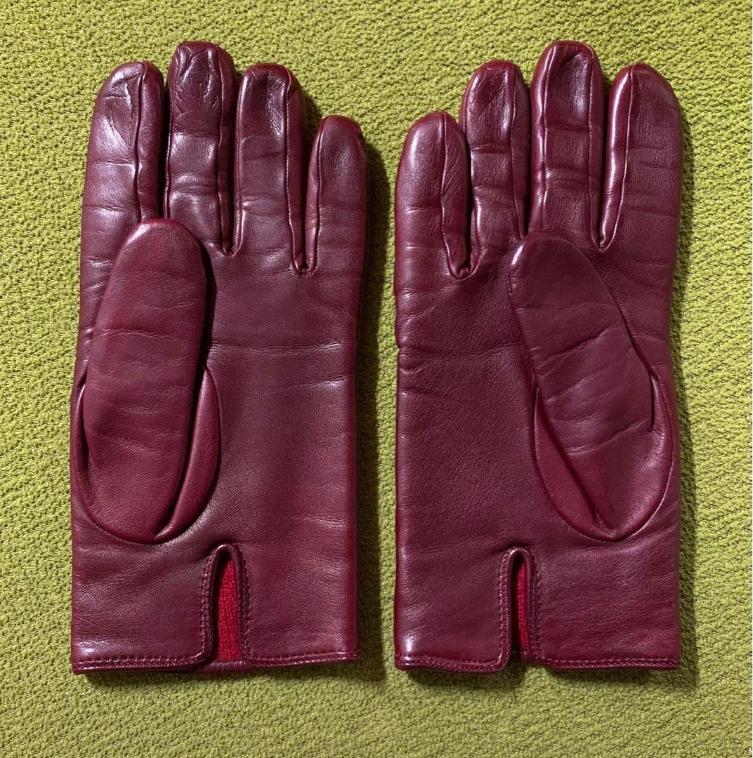 美品❗️MEROLAメローラ 本革手袋 希少6.5 バーガンディー イタリア