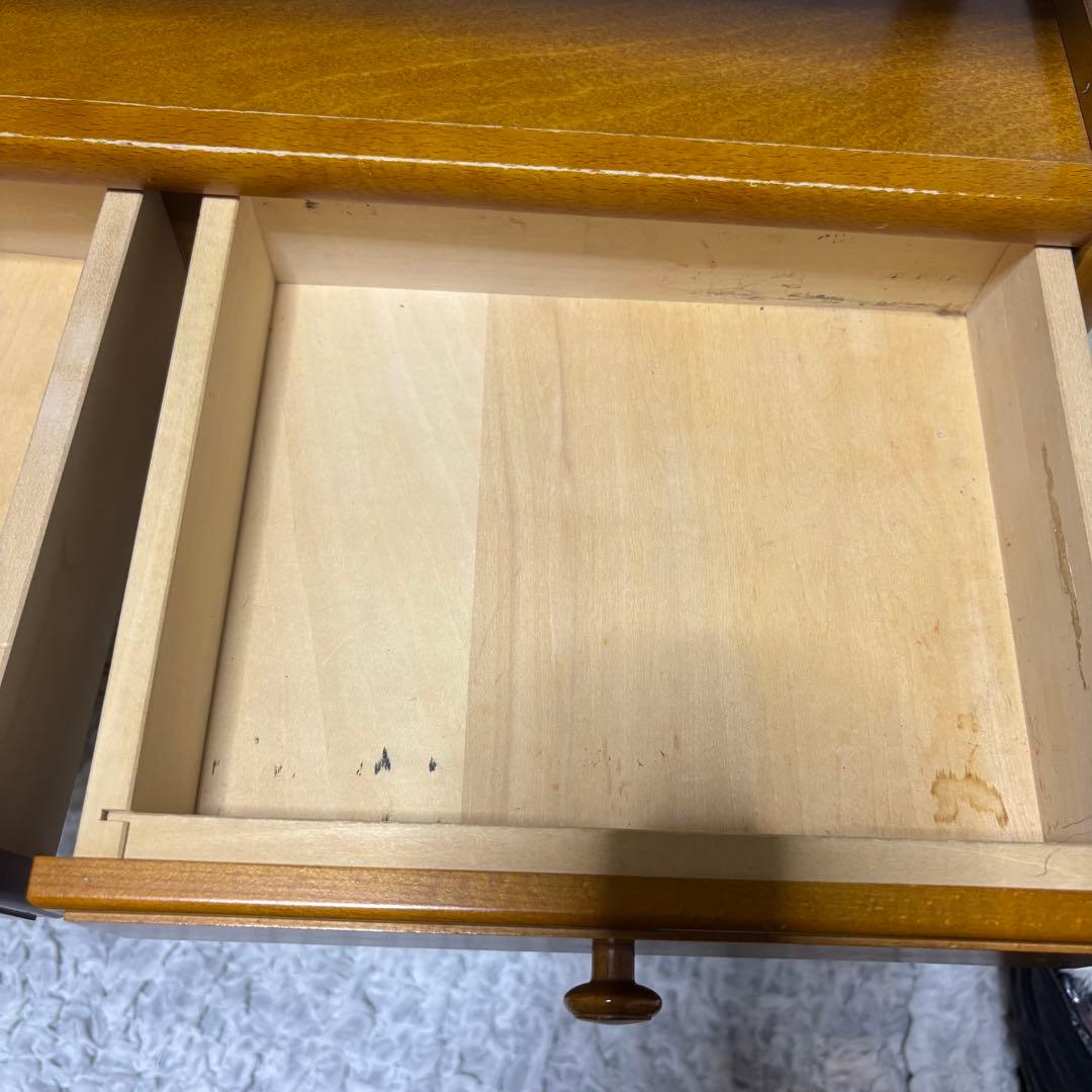 希少　オールドカリモク　ラタン　電話台　FAX台　キャビネット