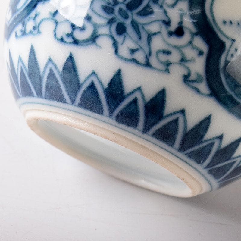 茶道具　湖東焼　染付　山水文　茶入　茶壺　時代箱　V　7661