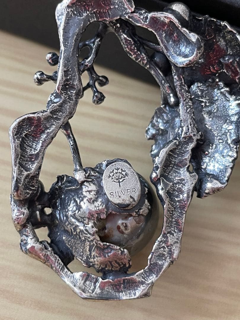 創作工房　KENZO チョーカー silver 黒真珠 花モチーフ13mm