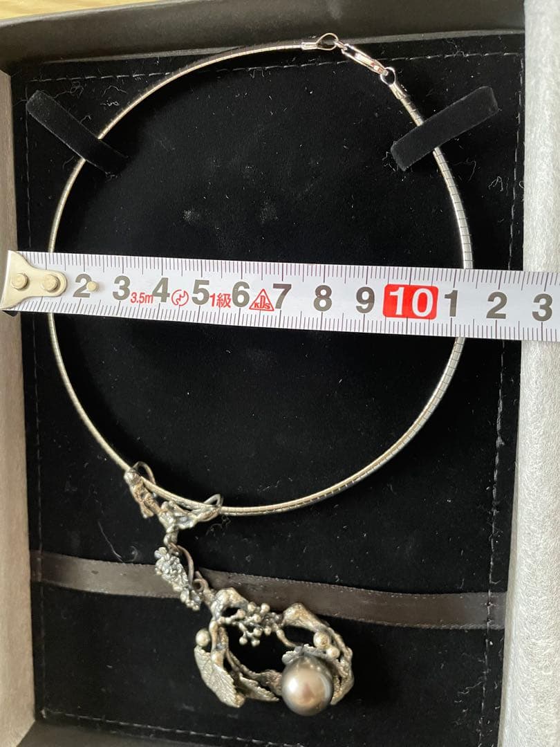 創作工房　KENZO チョーカー silver 黒真珠 花モチーフ13mm