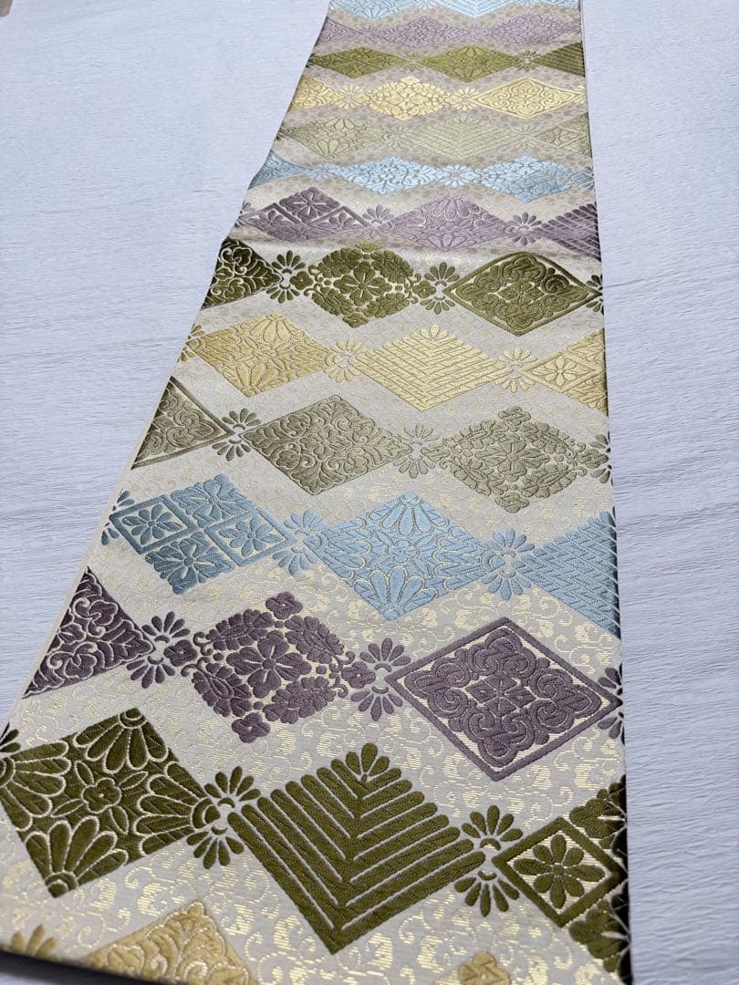 m-26 花菱 七宝 袋帯 正絹 六通 未使用極美品