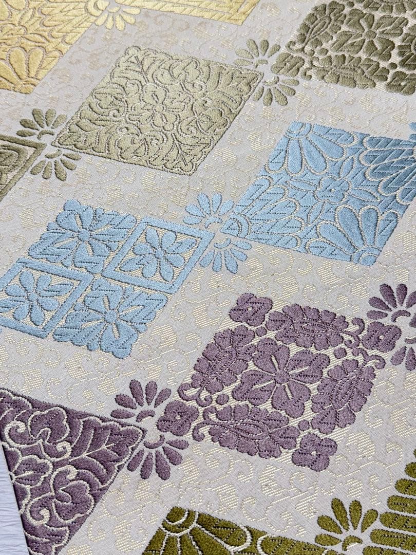 m-26 花菱 七宝 袋帯 正絹 六通 未使用極美品