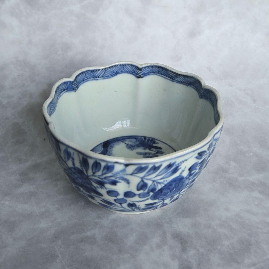 古伊万里　染付　大向付　江戸時代　骨董　金直し　金継ぎ　アンティーク　陶磁器