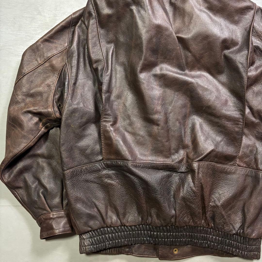vintage A-2 レザージャケット　襟ボア着脱可能　牛革　短丈　M