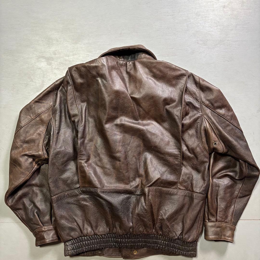 vintage A-2 レザージャケット　襟ボア着脱可能　牛革　短丈　M