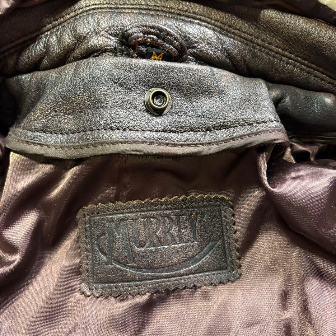 vintage A-2 レザージャケット　襟ボア着脱可能　牛革　短丈　M