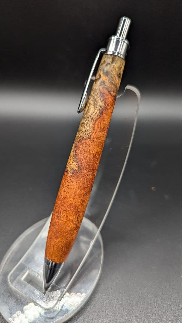 239ペン工房翌檜　花梨　源平　紅白　瘤杢　木軸シャーペン　木軸ボールペン