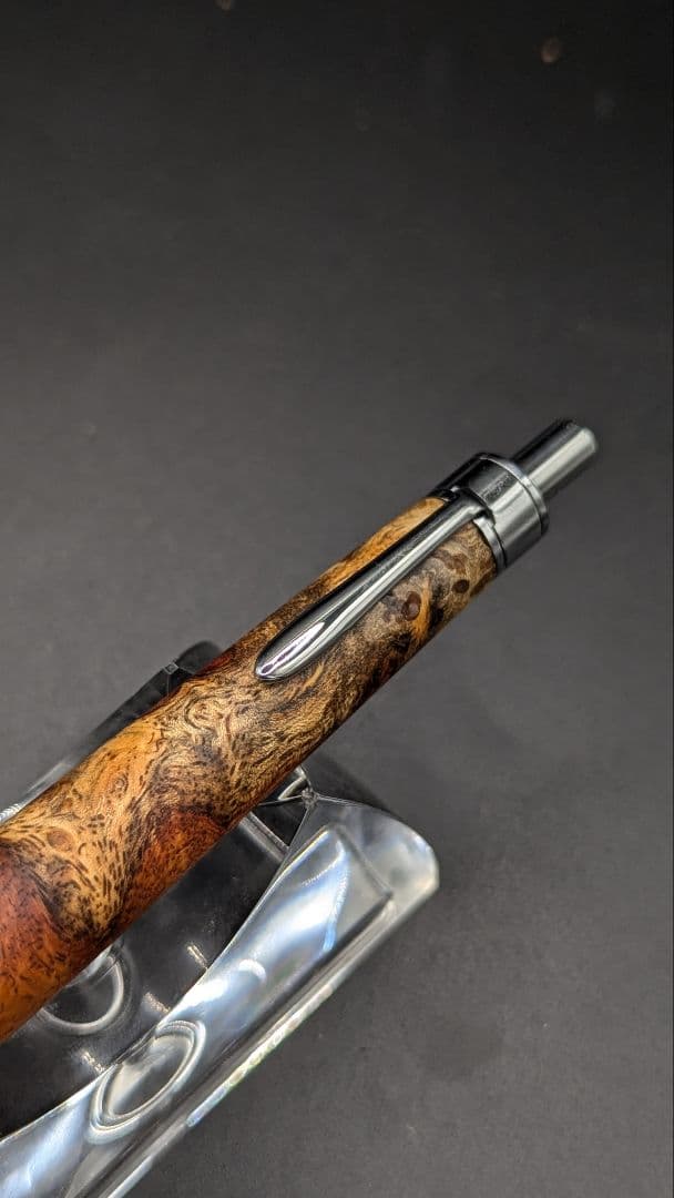 239ペン工房翌檜　花梨　源平　紅白　瘤杢　木軸シャーペン　木軸ボールペン