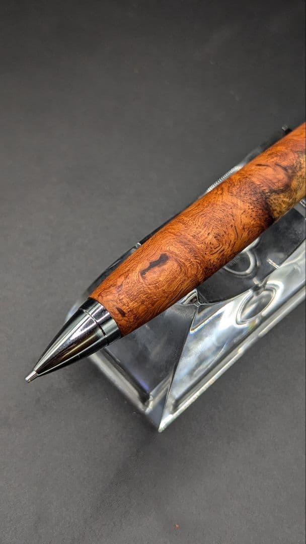 239ペン工房翌檜　花梨　源平　紅白　瘤杢　木軸シャーペン　木軸ボールペン