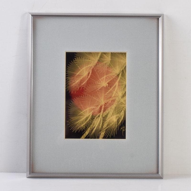 輪島塗　角野岩次作　沈金蒔絵　「昇陽松」　飾額　共箱　C　8653A