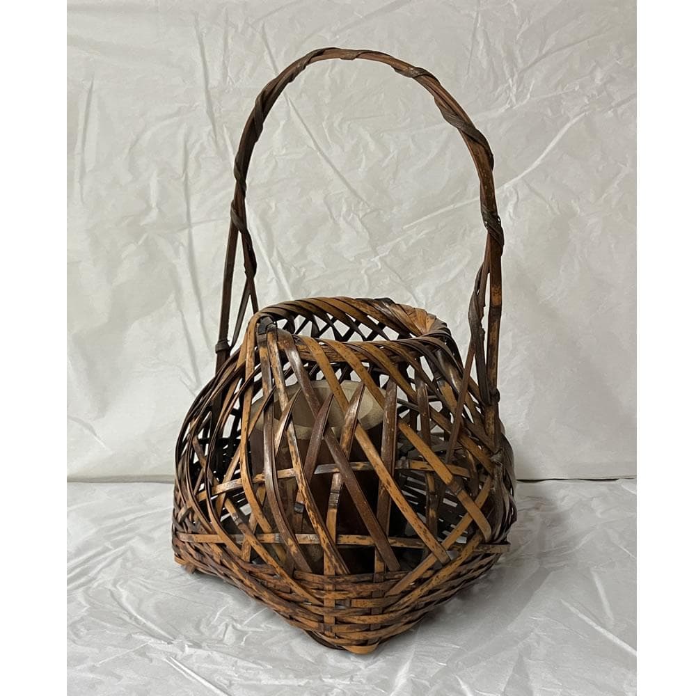 y053 竹花籠 在銘 花籠 竹籠 花入 宗全籠 竹花入 竹工芸 茶道具