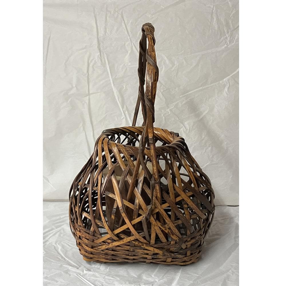 y053 竹花籠 在銘 花籠 竹籠 花入 宗全籠 竹花入 竹工芸 茶道具