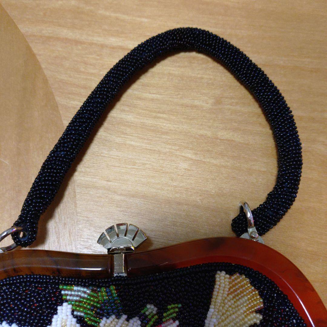 美品　ビーズバッグ　手刺繍 花　カラフル　鮮やか　和装