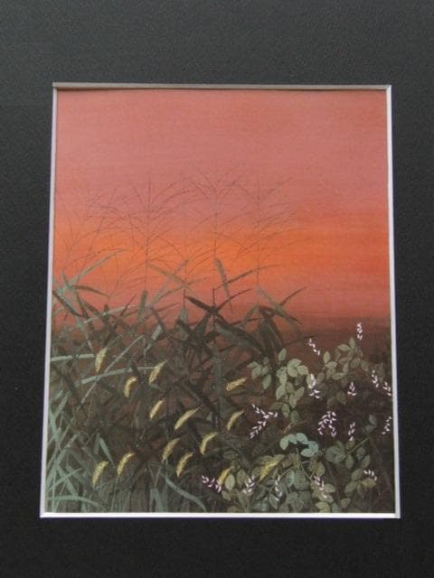 芦本奈與子、【秋茜】、希少な額装用画集画、新品高級額 額装付、状態良好