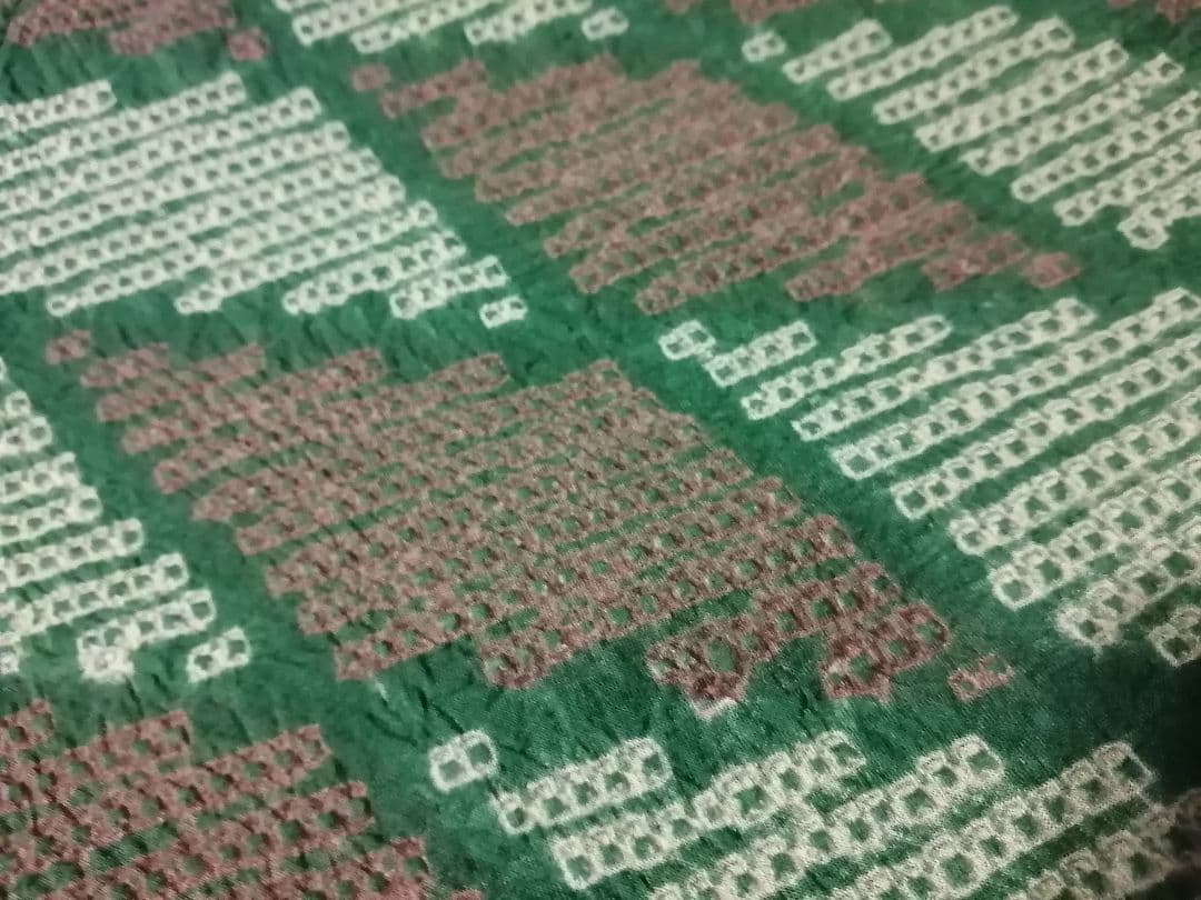 有松鳴海　絞り　浴衣　鹿の子　グリーン　緑