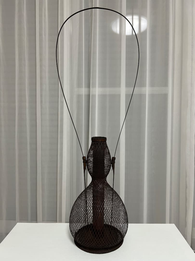 船橋重郎作　瓢形 手付竹花籠 (茶道具)