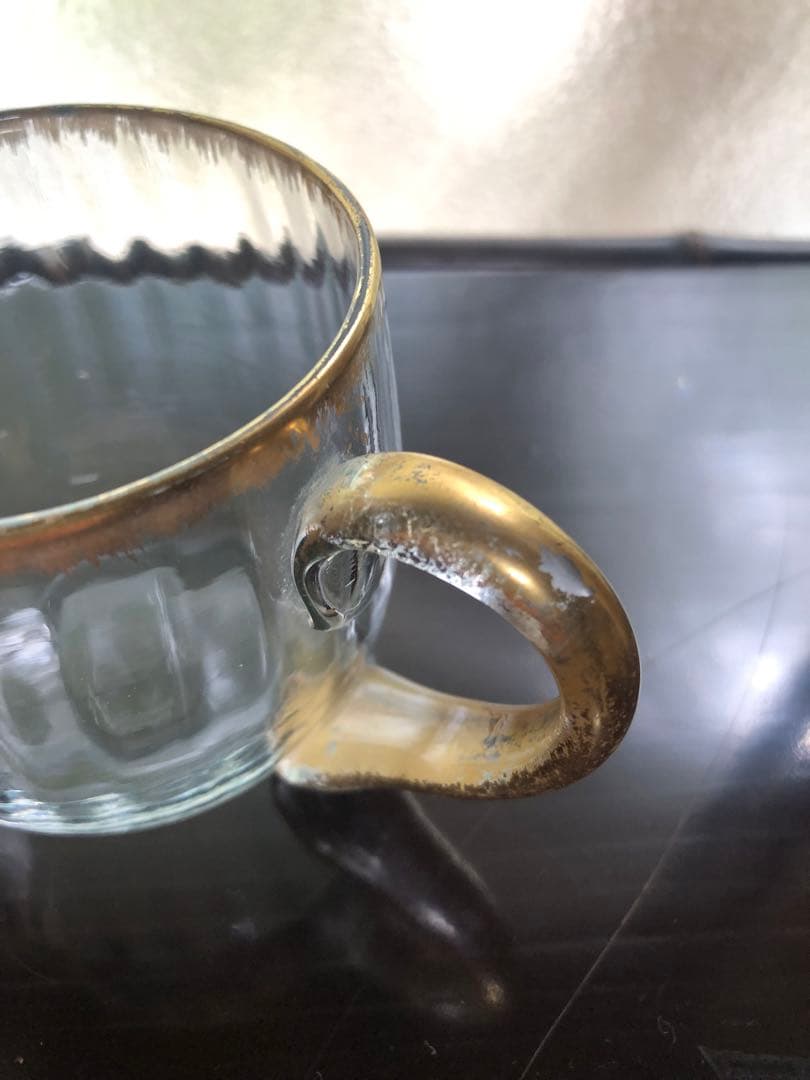 ◆216◆【希少】ドームナンシー DAUM NANCY　金彩縁ガラスカップ