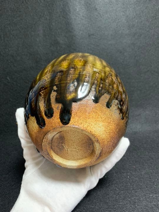 中島卓　灰釉 花器　飛鳥窯