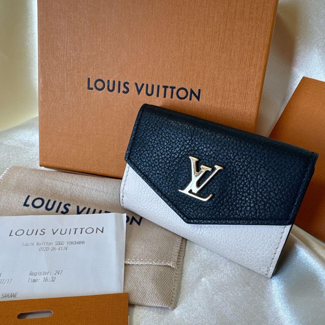 ロックミニ/LOUIS VUITTON 三つ折り財布アイボリーミニ財布