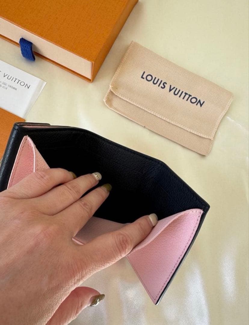 ロックミニ/LOUIS VUITTON 三つ折り財布アイボリーミニ財布