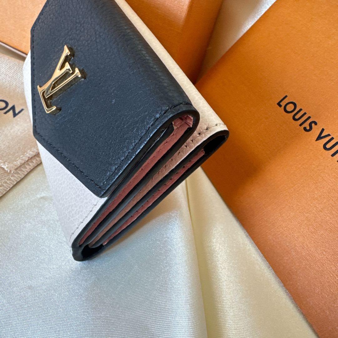 ロックミニ/LOUIS VUITTON 三つ折り財布アイボリーミニ財布