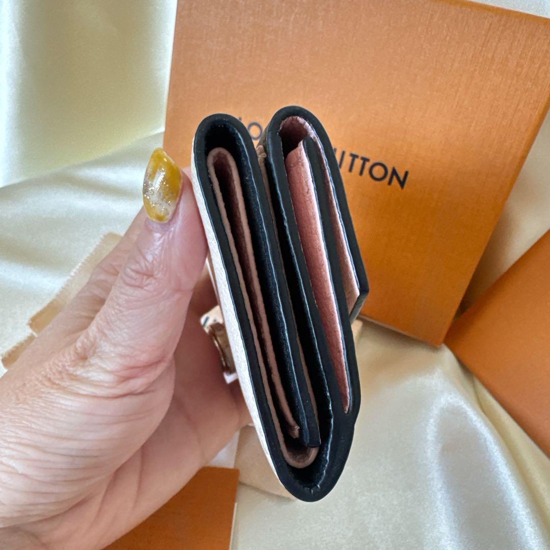 ロックミニ/LOUIS VUITTON 三つ折り財布アイボリーミニ財布