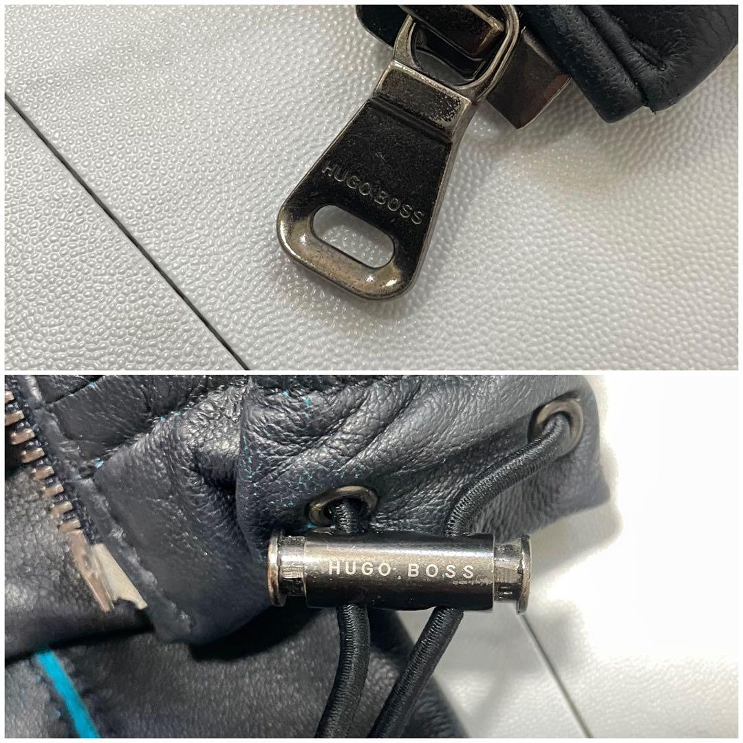 希少2XL 極上ラムレザー⭐️ヒューゴボス レザージャケット 裏地ブルー 濃紺