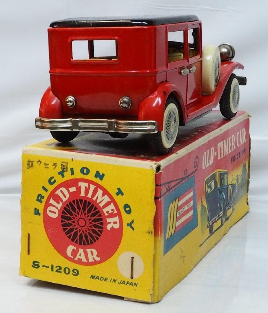 SSS【オールドタイマー セダン赤S-1209】ブリキtin toy car箱付