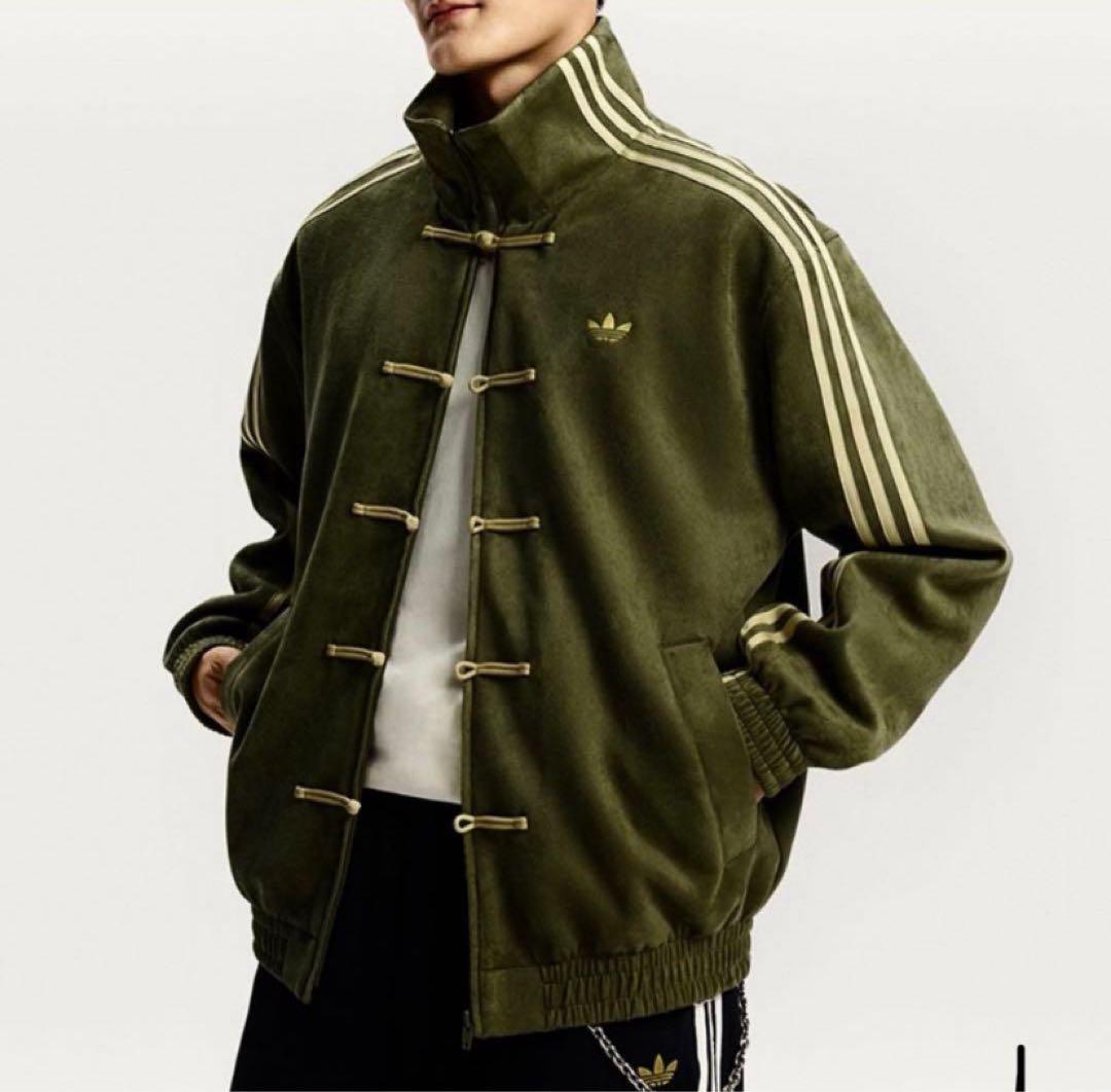 Mサイズadidasスエード トラックジャケット 緑　海外限定