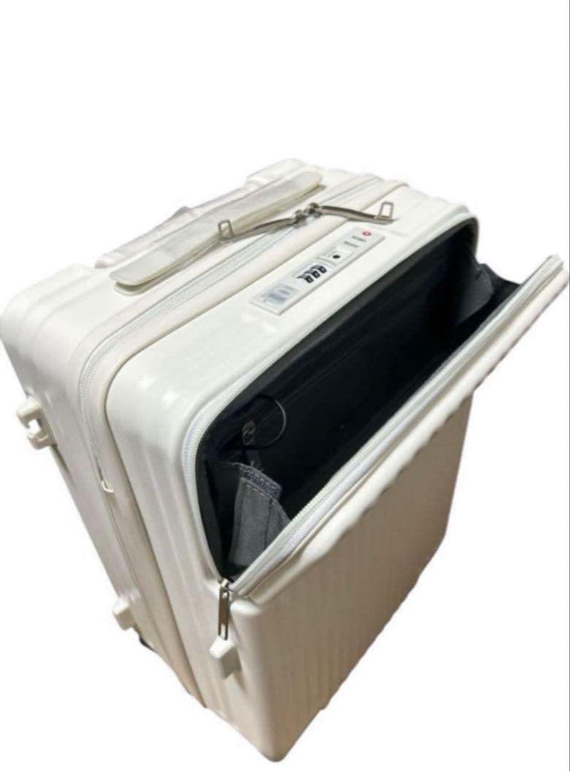 【Ashard】スーツケースフロントオープン ホワイト Lサイズ 約95L
