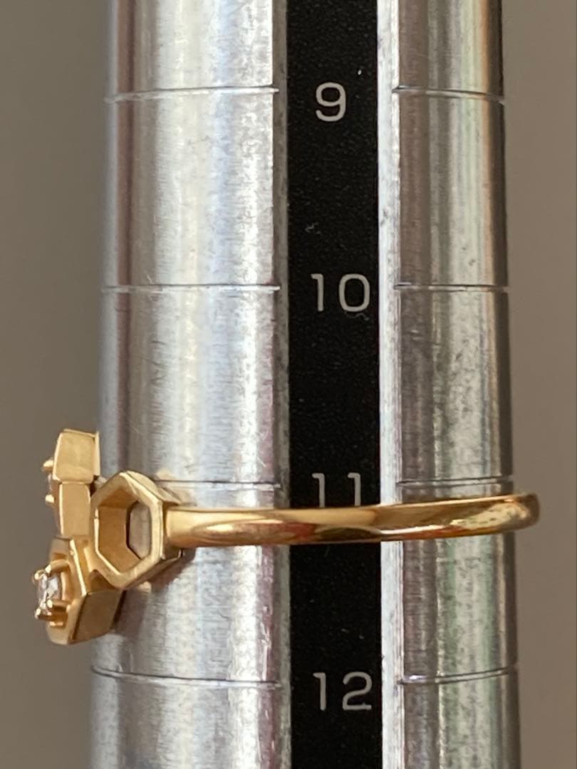 K18 ハニカム模様ダイヤモンドリング　蜂の巣　TSUTSUMI 個性的指輪