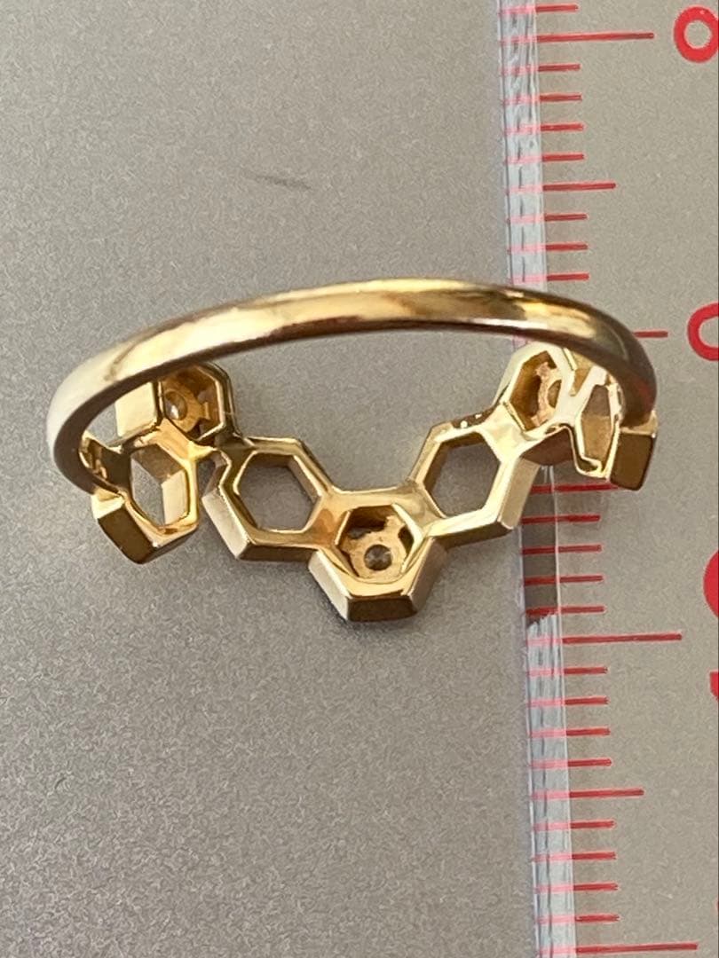 K18 ハニカム模様ダイヤモンドリング　蜂の巣　TSUTSUMI 個性的指輪