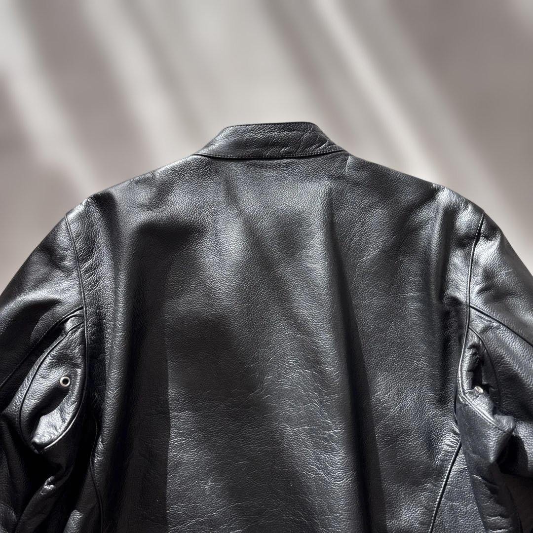 【ビックサイズ】美品　フリーダム　シングルライダースXL 黒　水牛革　ノーカラー