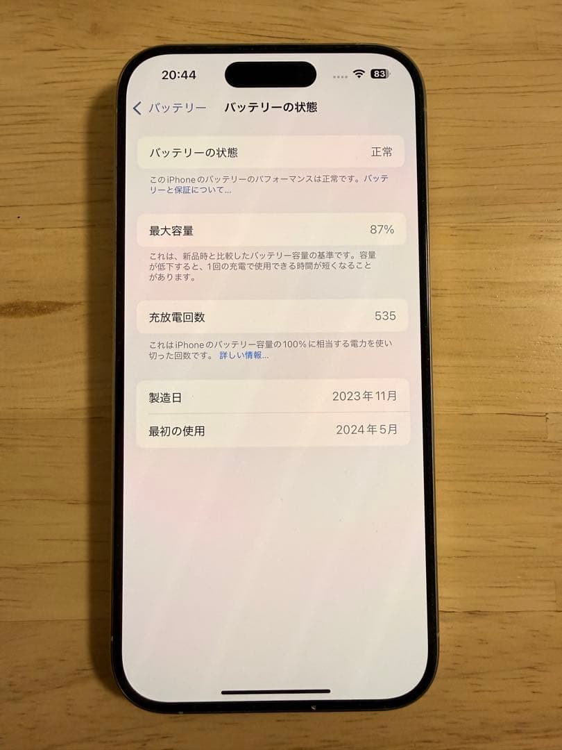 【美品】Apple iPhone 15 Pro 128GBホワイトチタニウム