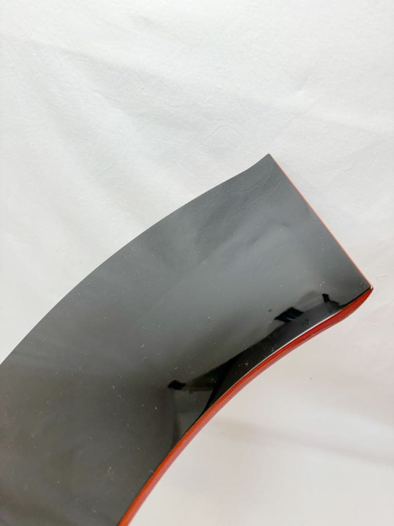 未使用 懐石道具 輪島塗 大雅堂造 木製扇面型縁朱 菓子器扇面膳 6客布着本堅地