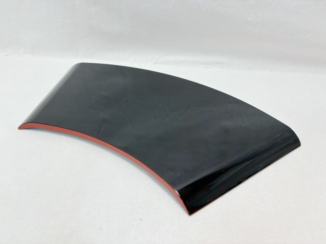 未使用 懐石道具 輪島塗 大雅堂造 木製扇面型縁朱 菓子器扇面膳 6客布着本堅地